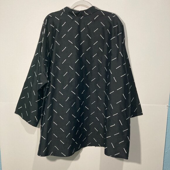 Vintage LOUIS SIMON for La "Libellule" Black White Silk Tunic Jacket Button Up - Picture 2 of 9